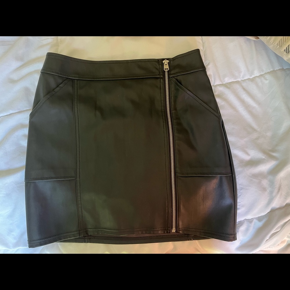 Express Black Faux Leather Skirt